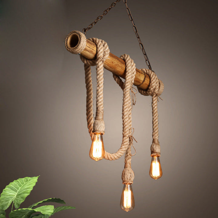 Adjustable Bamboo Pendant Lamp with Industrial Rope Design - EcoChic-3-B-State of Style