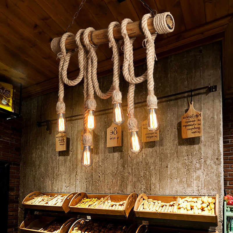 Adjustable Bamboo Pendant Lamp with Industrial Rope Design - EcoChic-3-B-State of Style