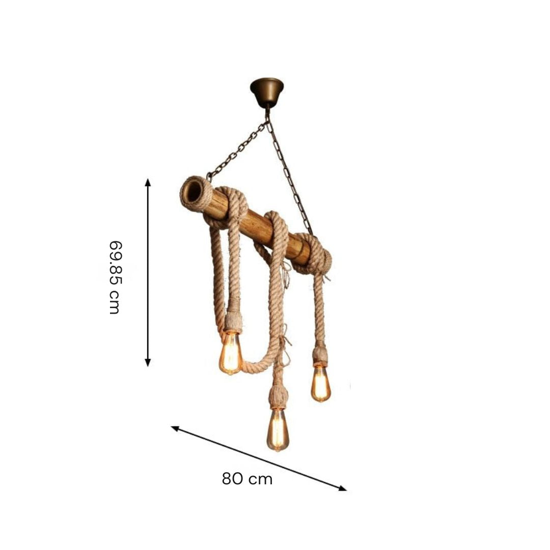Adjustable Bamboo Pendant Lamp with Industrial Rope Design - EcoChic-3-B-State of Style