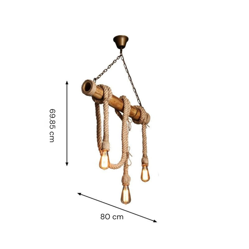Adjustable Bamboo Pendant Lamp with Industrial Rope Design - EcoChic-3-B-State of Style