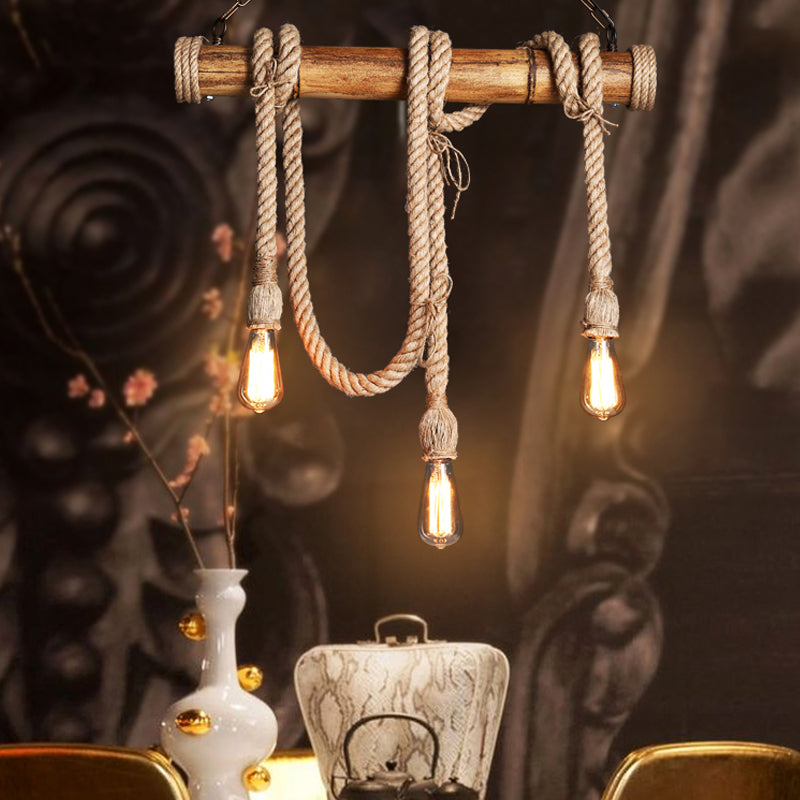Adjustable Bamboo Pendant Lamp with Industrial Rope Design - EcoChic-3-B-State of Style