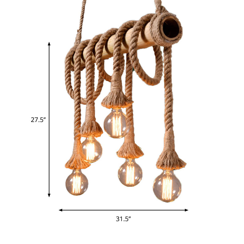 Adjustable Bamboo Pendant Lamp with Industrial Rope Design - EcoChic-3-B-State of Style