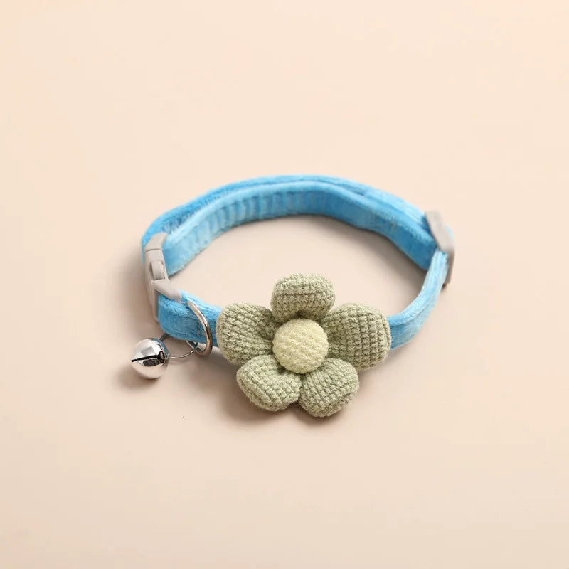 Adjustable Cat Collar with Flower - FlowerCharm-Blue-State of Style