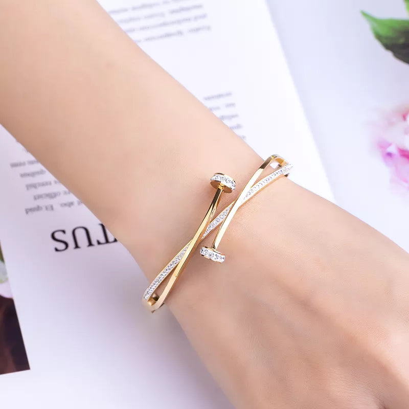 Adjustable Fit Double Nailhead Gold Bracelet | Minimalist Design-GOLD-State of Style