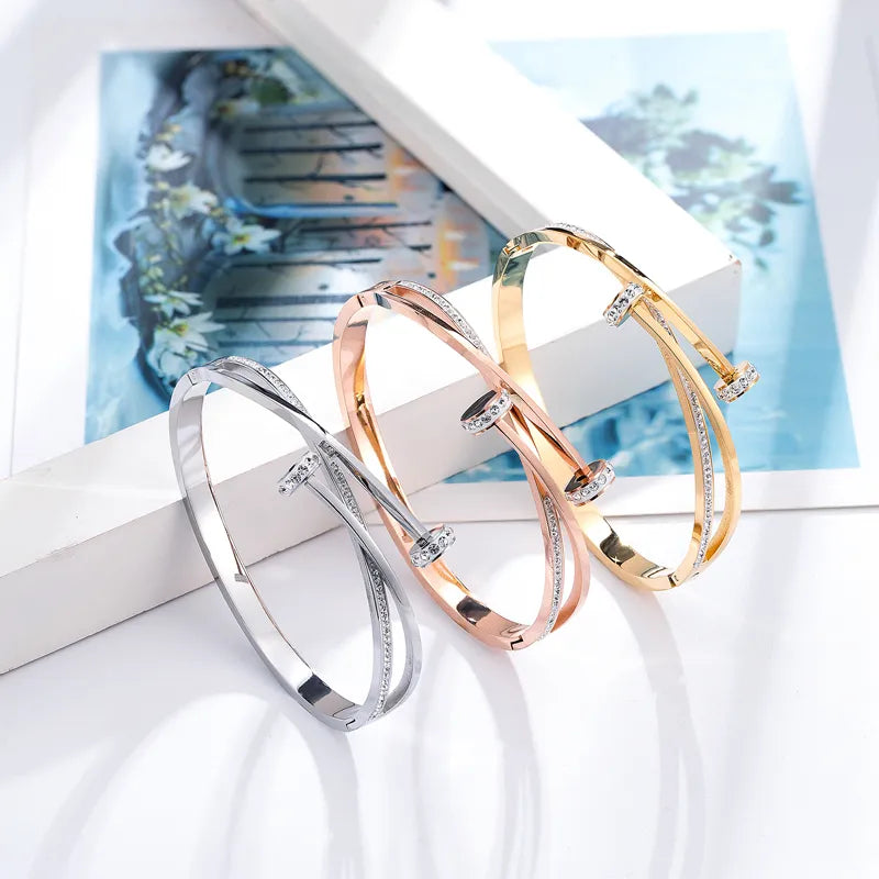 Adjustable Fit Double Nailhead Gold Bracelet | Minimalist Design-GOLD-State of Style