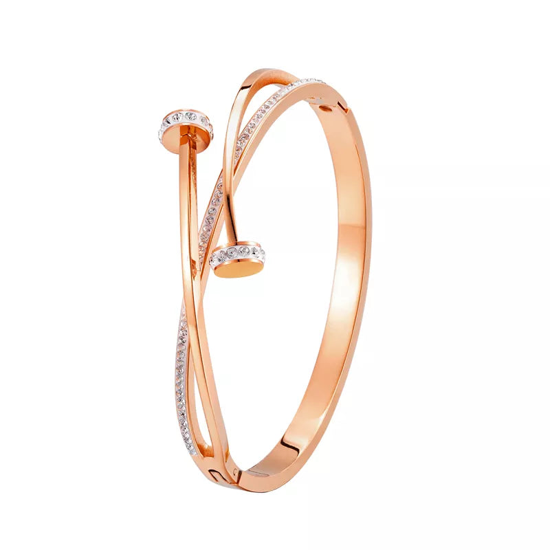 Adjustable Fit Double Nailhead Gold Bracelet | Minimalist Design-ROSEGOLD-State of Style
