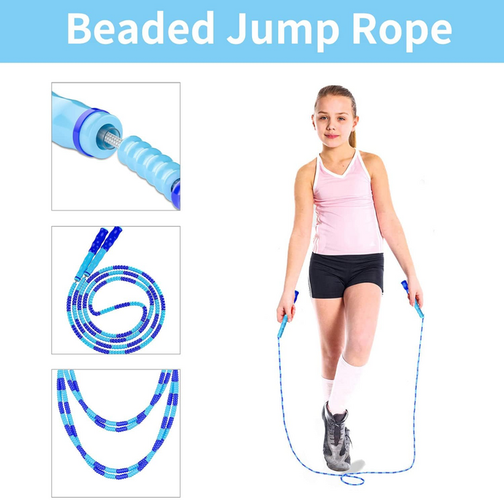 Adjustable Tangle-Free Beaded Jump Rope for Fitness-Blue-State of Style