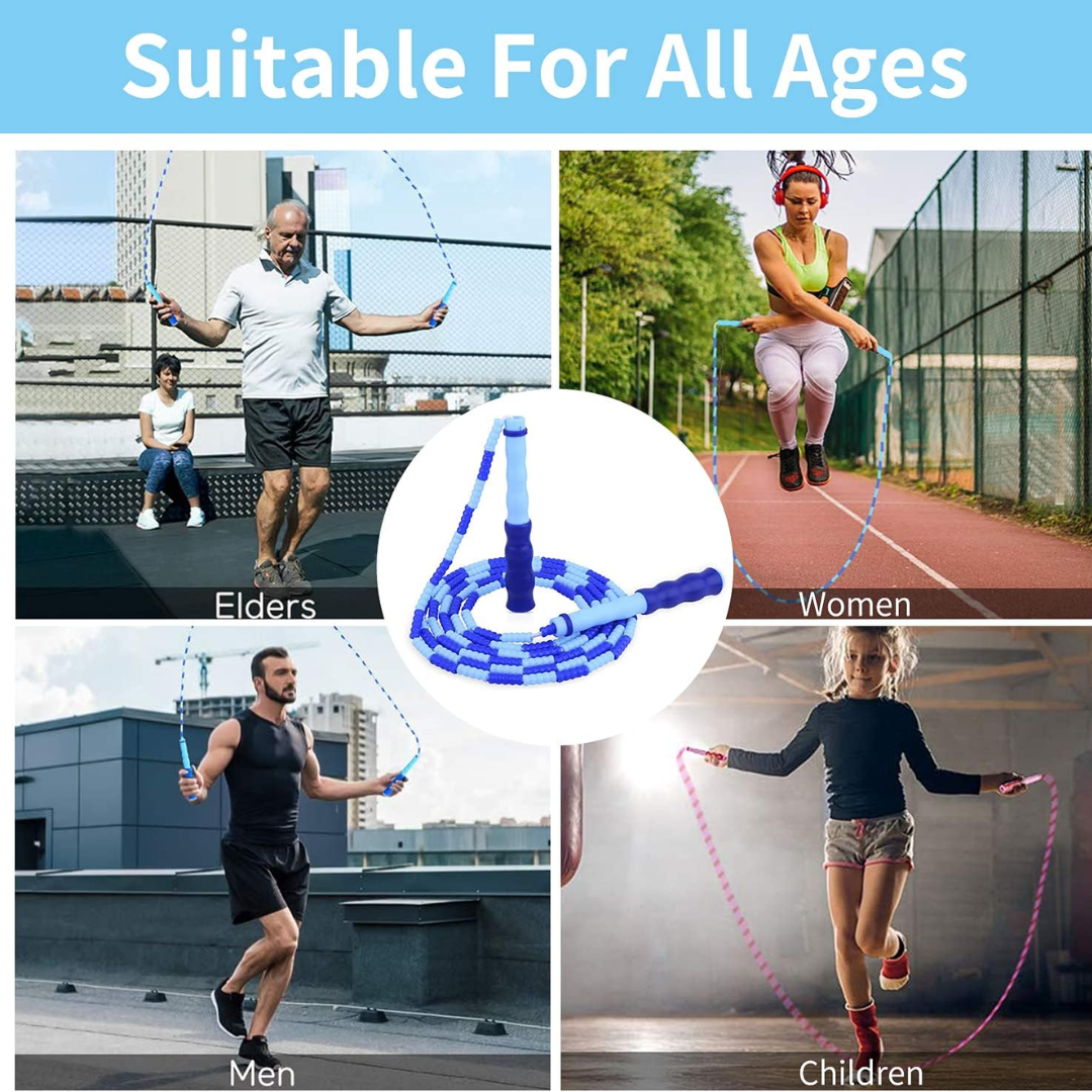 Adjustable Tangle-Free Beaded Jump Rope for Fitness-Blue-State of Style