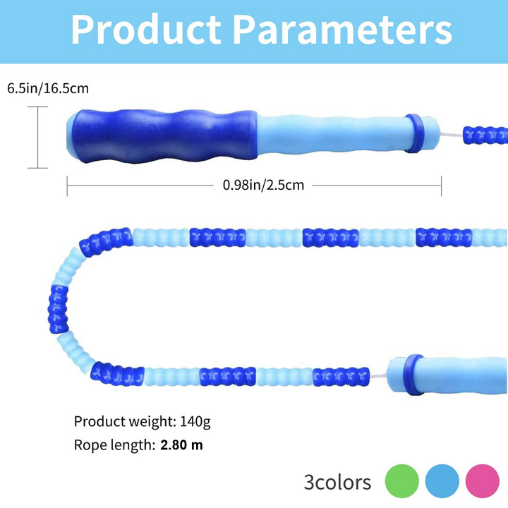 Adjustable Tangle-Free Beaded Jump Rope for Fitness-Blue-State of Style