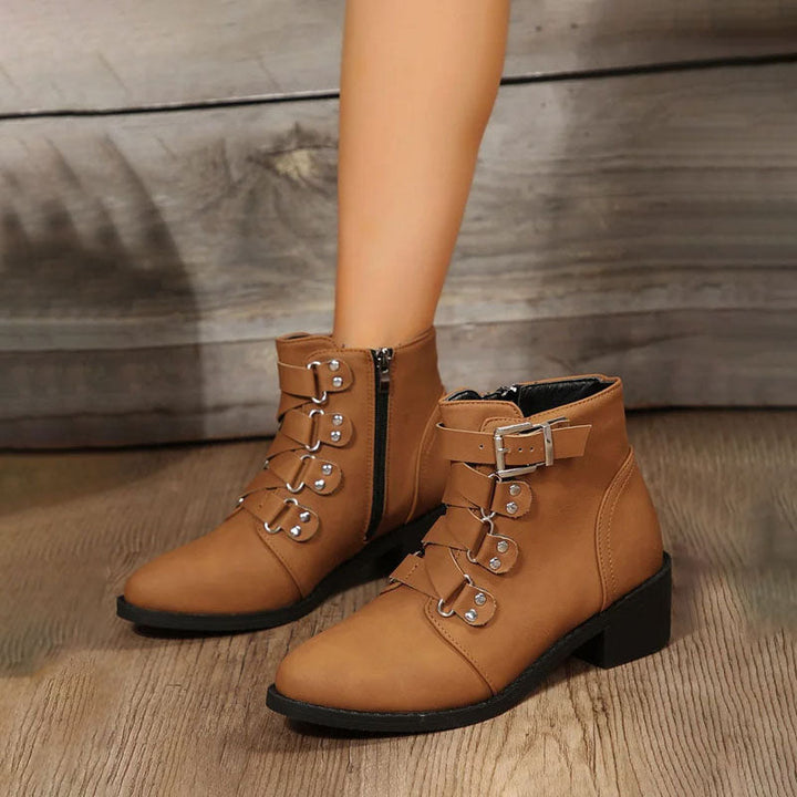 Ladies' ankle boots with block heel in vintage look – Yolisa