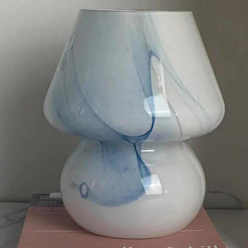 Aesthetic Glass Mushroom Lamp - LumiMush-Blue Pattern-State of Style