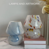 Aesthetic Glass Mushroom Lamp - LumiMush-White Dots-State of Style