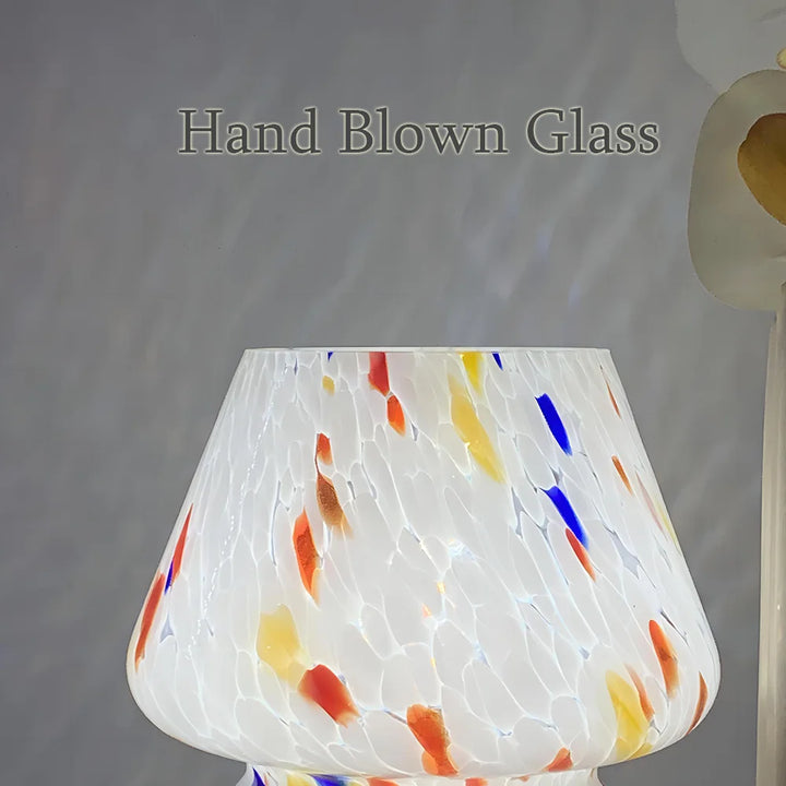 Aesthetic Glass Mushroom Lamp - LumiMush-White Dots-State of Style