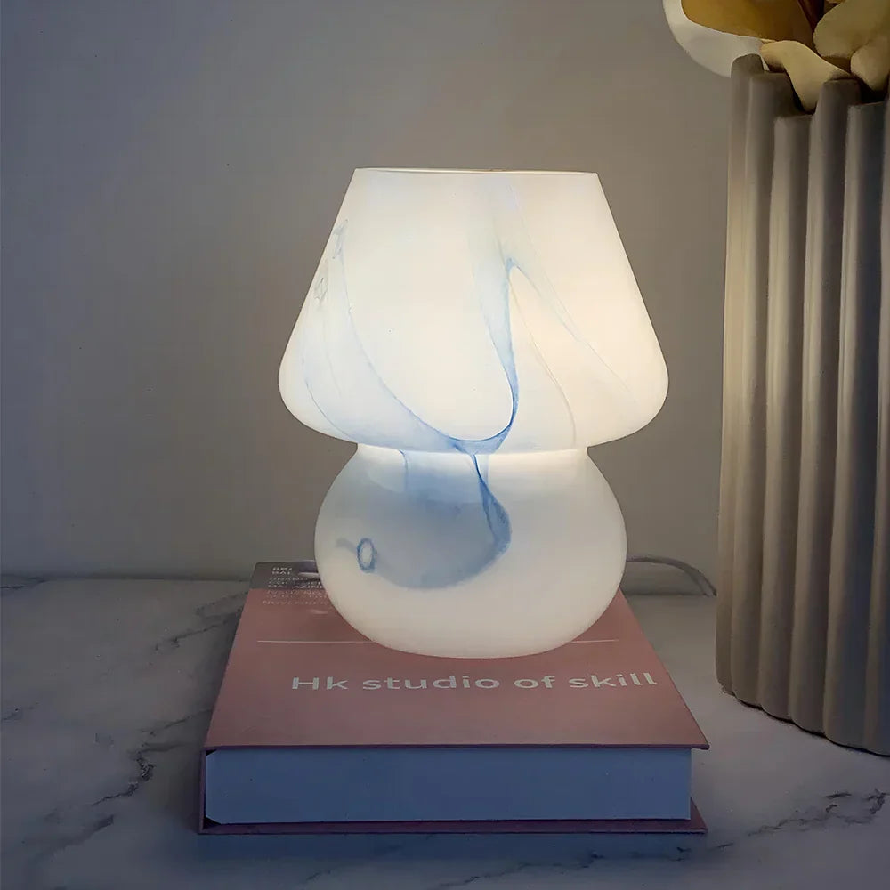 Aesthetic Glass Mushroom Lamp - LumiMush-White Dots-State of Style
