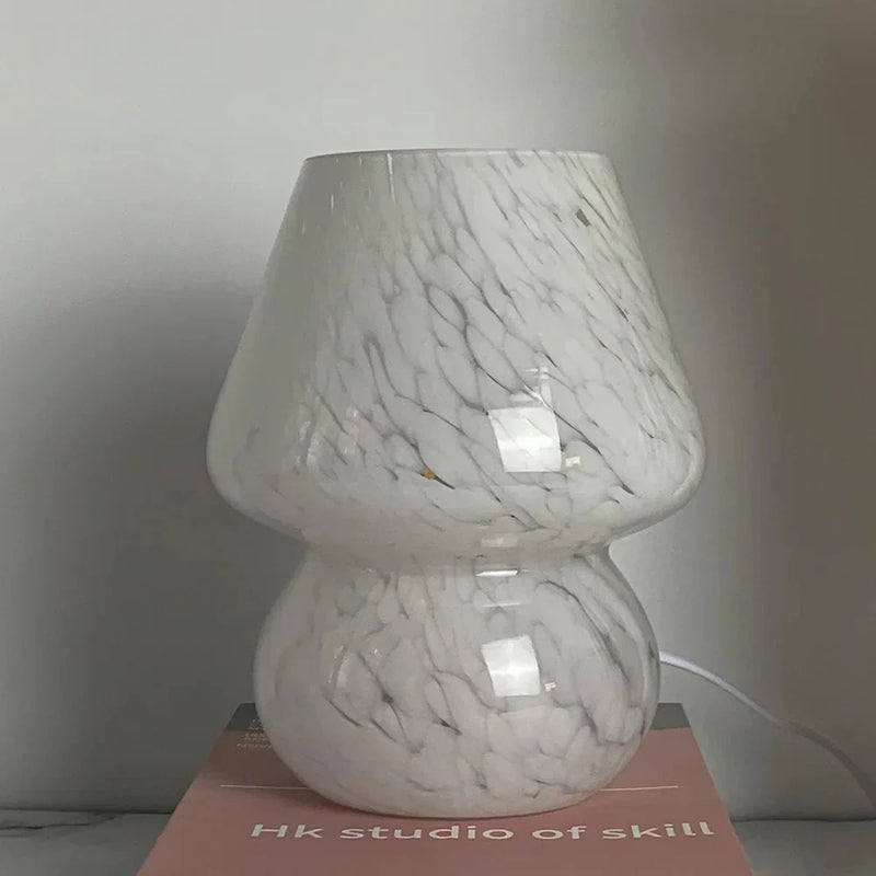 Aesthetic Glass Mushroom Lamp - LumiMush-White Dots-State of Style