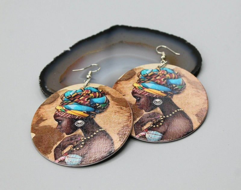 Afrocentric Wooden Drop Earrings | Lightweight Statement Jewellery-State of Style
