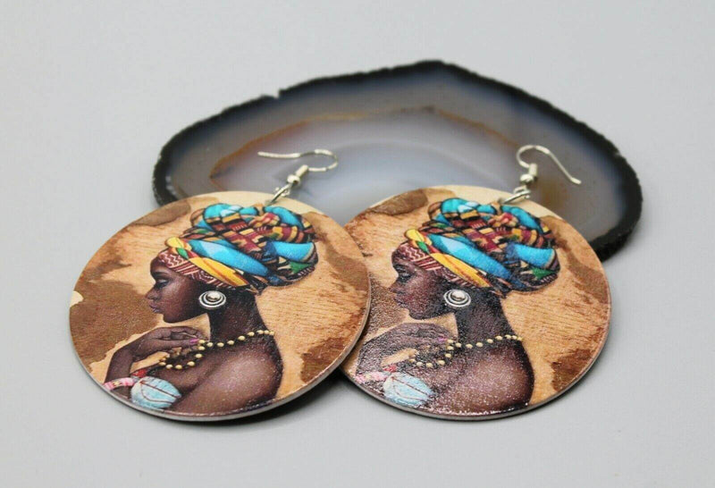 Afrocentric Wooden Drop Earrings | Lightweight Statement Jewellery-State of Style