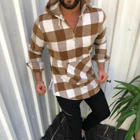 AidansHoodie – Men's Checkered Hoodie-Khaki-XS-State of Style