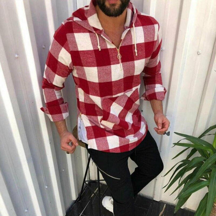 AidansHoodie – Men's Checkered Hoodie-Red-XS-State of Style