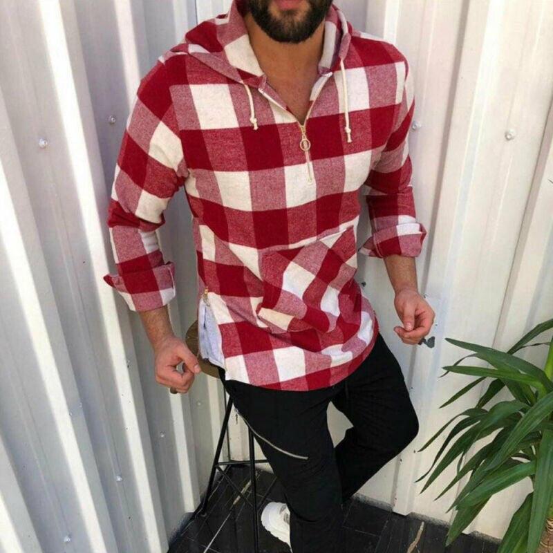 AidansHoodie – Men's Checkered Hoodie-Red-XS-State of Style