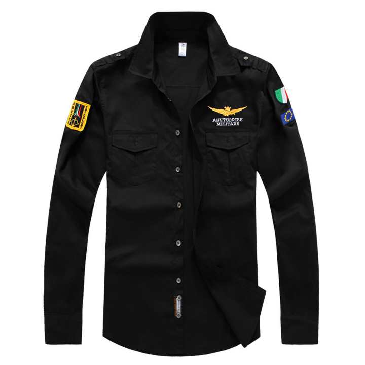 Air-Force-Style Men’s Shirt with Double Pockets - Lucas-Black-2XS-State of Style