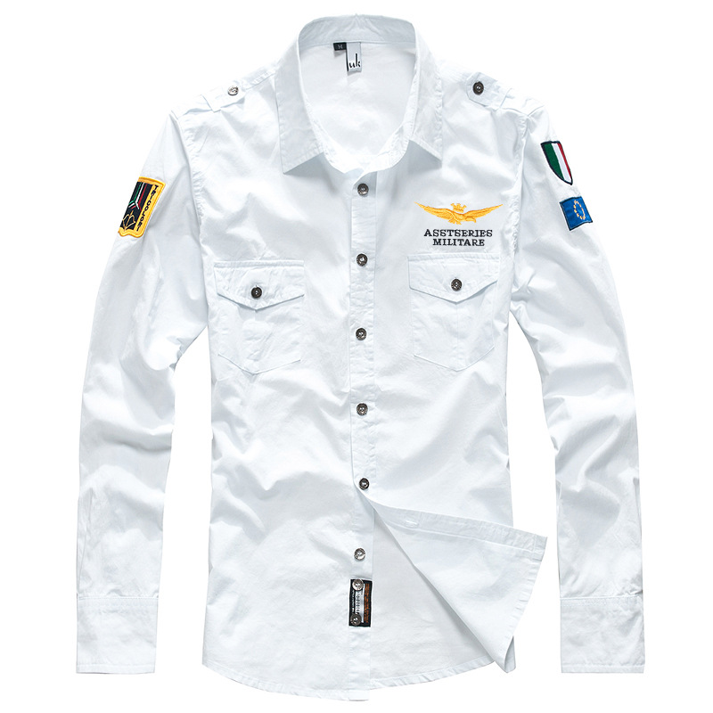 Air-Force-Style Men’s Shirt with Double Pockets - Lucas-White-2XS-State of Style