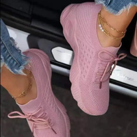 Air-permeable women's chunky sneakers with lacing – Saphira-Pink-3-State of Style