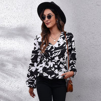Airy & Colourful Women's Blouse with Pattern – Leona-Black floral pattern-S-State of Style