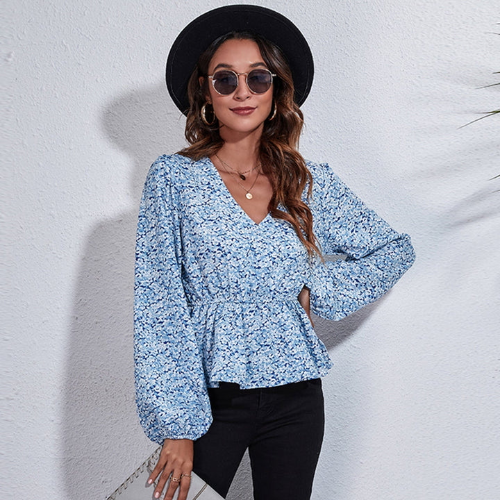 Airy & Colourful Women's Blouse with Pattern – Leona-Blue floral pattern-S-State of Style