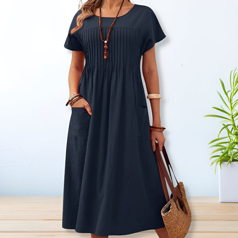 Airy & Comfortable Women's Summer Dress with Loose Fit – Tabea-Blue-S-State of Style