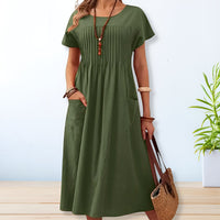 Airy & Comfortable Women's Summer Dress with Loose Fit – Tabea-Green-S-State of Style
