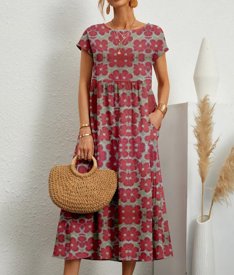 Airy cotton dress – Isadora-Red-S-State of Style