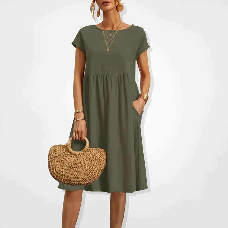 Airy linen dress - Elodie-Green-S-State of Style