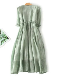 Airy linen dress with a loose fit for summer – Selina-Green-M-State of Style
