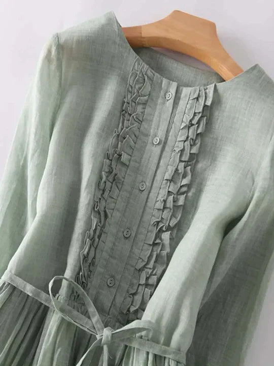 Airy linen dress with a loose fit for summer – Selina-Green-M-State of Style