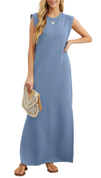 Airy maxi dress with pockets for women – Romy-Denim blue-S-State of Style