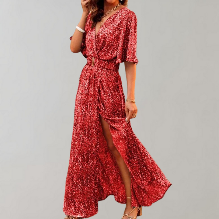 Airy maxi summer dress – Alina-Dark red-XS-State of Style