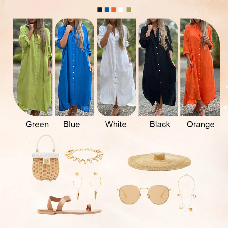 Airy polo shirt dress for women - Marlene-Orange-M-State of Style