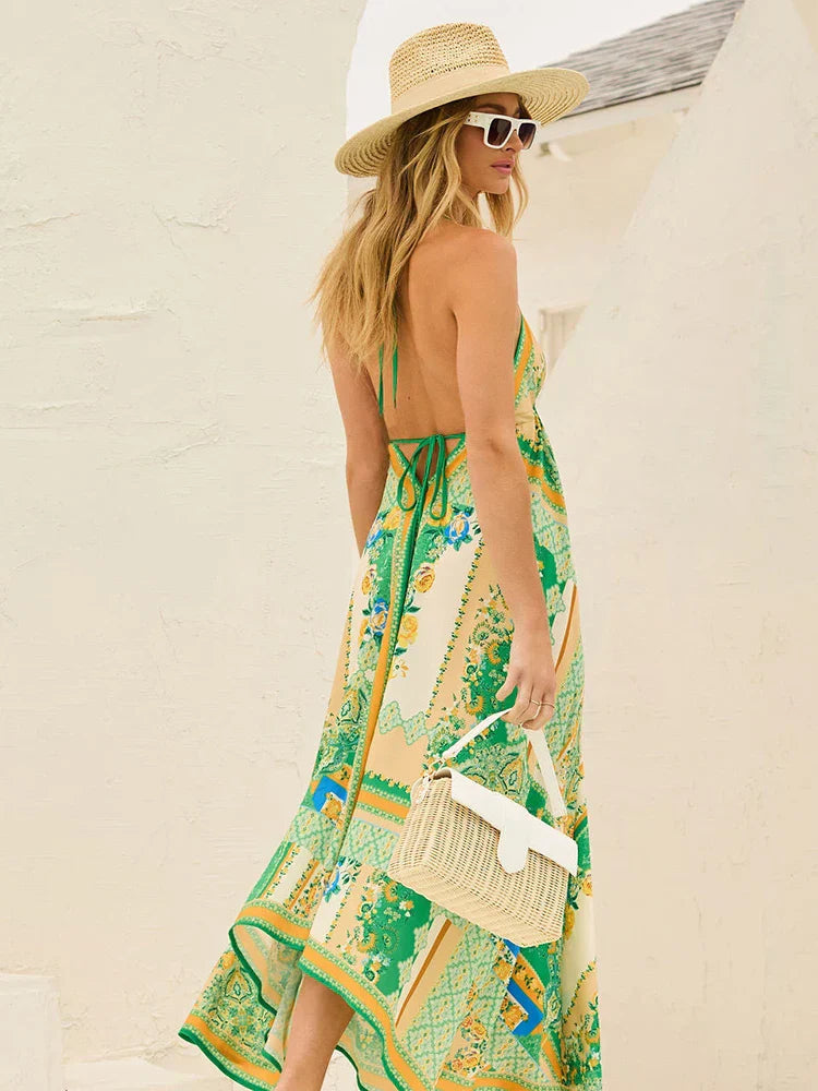 Airy & Stylish Boho Maxi Dress with Halterneck for Women – Naya-Red-S-State of Style