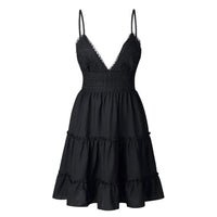 Airy & stylish mini dress with V-neck – Melina-Black-S-State of Style
