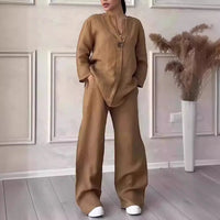 Airy & Stylish Summer Set with Blouse & Wide Trousers made of Linen – Melina-Brown-S-State of Style