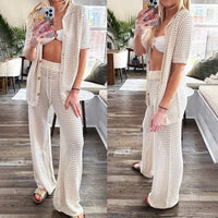 Airy & Stylish Summer Set with Cut-Outs and Long Trousers for Women – Liora-Black-S-State of Style