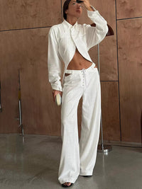 Airy & Stylish Two-Piece Linen Set with Long Sleeve Top and Trousers for Women – Nayela-Black-S-State of Style