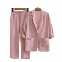 Airy & Stylish Two-Piece with Jacket and Straight Trousers for Women – Sorella-Pink-S-State of Style