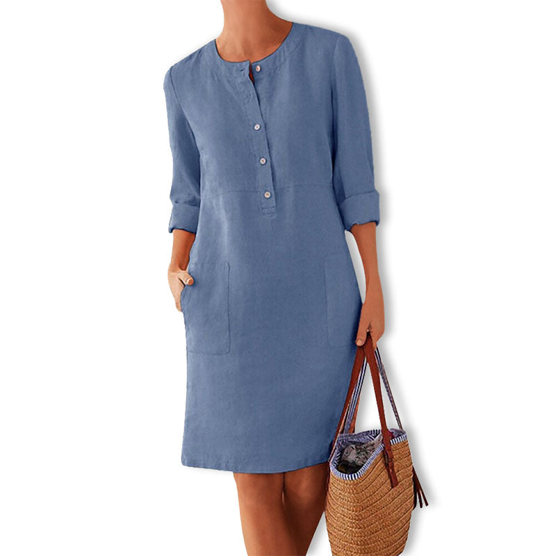 Airy summer dress in fresh colour – Nika-Blue-XS-State of Style