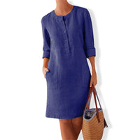 Airy summer dress in fresh colour – Nika-Dark blue-XS-State of Style