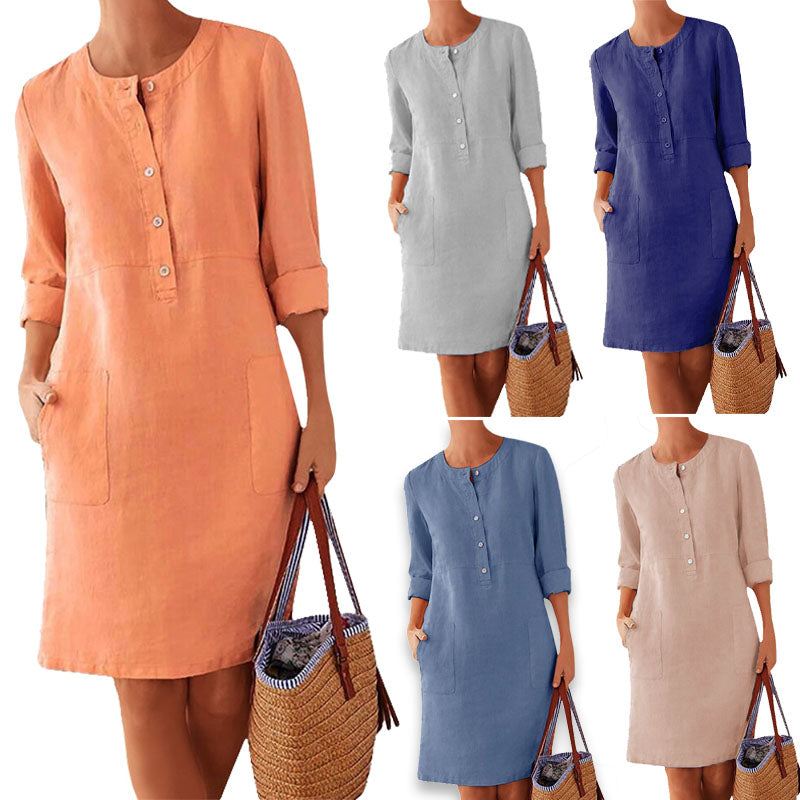 Airy summer dress in fresh colour – Nika-Orange-XS-State of Style