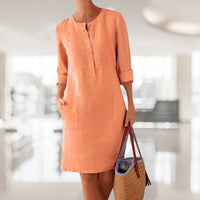 Airy summer dress in fresh colour – Nika-Orange-XS-State of Style
