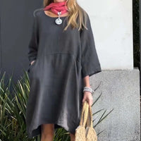 Airy summer dress with a loose fit & practical pocket – Malia-Gray-M-State of Style