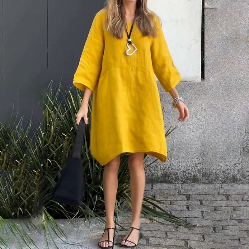 Airy summer dress with a loose fit & practical pocket – Malia-Pink-M-State of Style